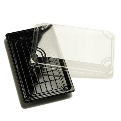 Umhüllung HACCP pp. Nahrungsmittelbearbeitet zum Mitnehmen schwarze Plastiksushi Tray With Cover