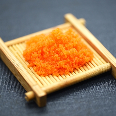 Des Kapelan-Fisch-Rogensushifliegenden fisches Masago Tobiko Rogen gefrorener Kapelan