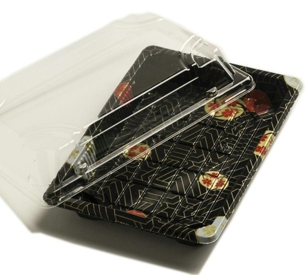 Umhüllung HACCP pp. Nahrungsmittelbearbeitet zum Mitnehmen schwarze Plastiksushi Tray With Cover